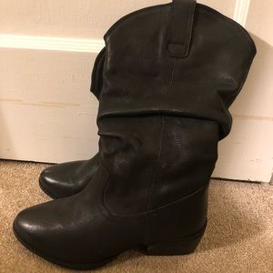 Naughty Monkey Slouch Black Leather Boots